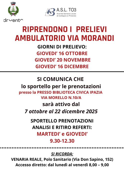 Prelievi in Via Morandi