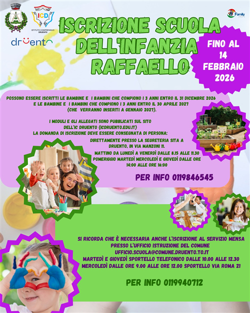 Iscrizione scuola dell'infanzia Raffaello